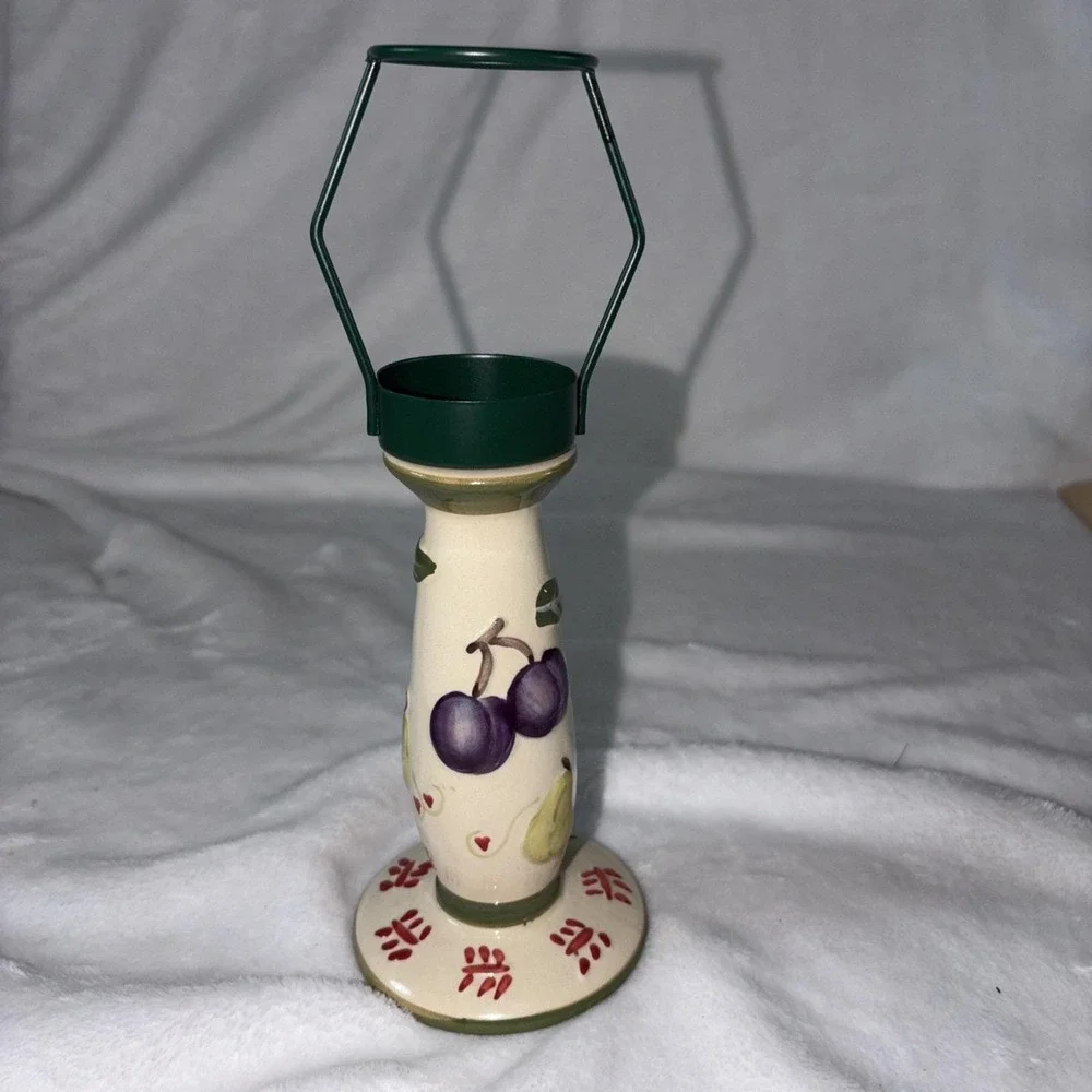 Vintage Noble Excellence Napa Valley Fruit Motif Candle Holder Base Only 80s EUC